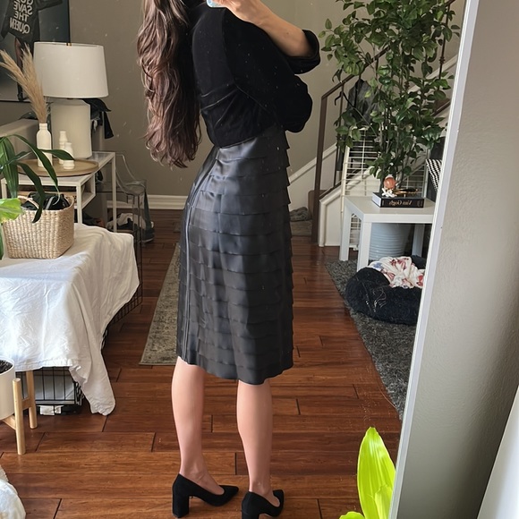 Alex Evenings Black Faux Velvet Two-Piece Dress - Picture 4 of 17